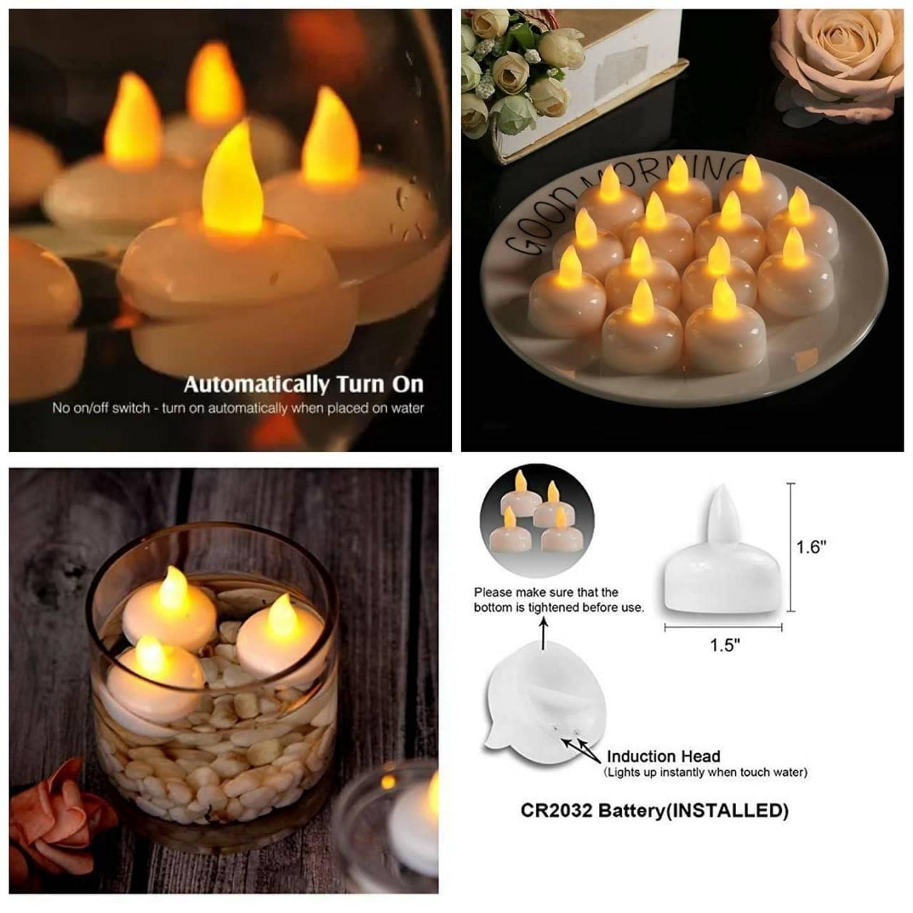 Battery Operated LED Candle Diya Decorative Lights Pack of 12 - PURE