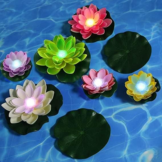 Lotus Flower Floating Diya Set with Water Sensor (Set of 6) - PURE