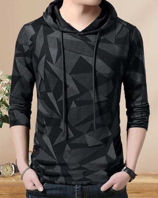 Eyebogler Men Printed Hood Neck T-shirt - PURE