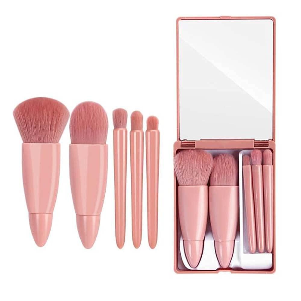 5pcs Mini Cosmetic Brushes Kit with Mirror - PURE