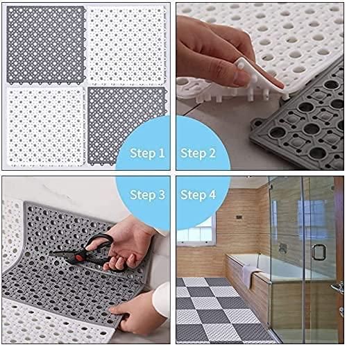 Rubber Bath Mat with Drain Holes and Drainage Pack of 6 - PURE