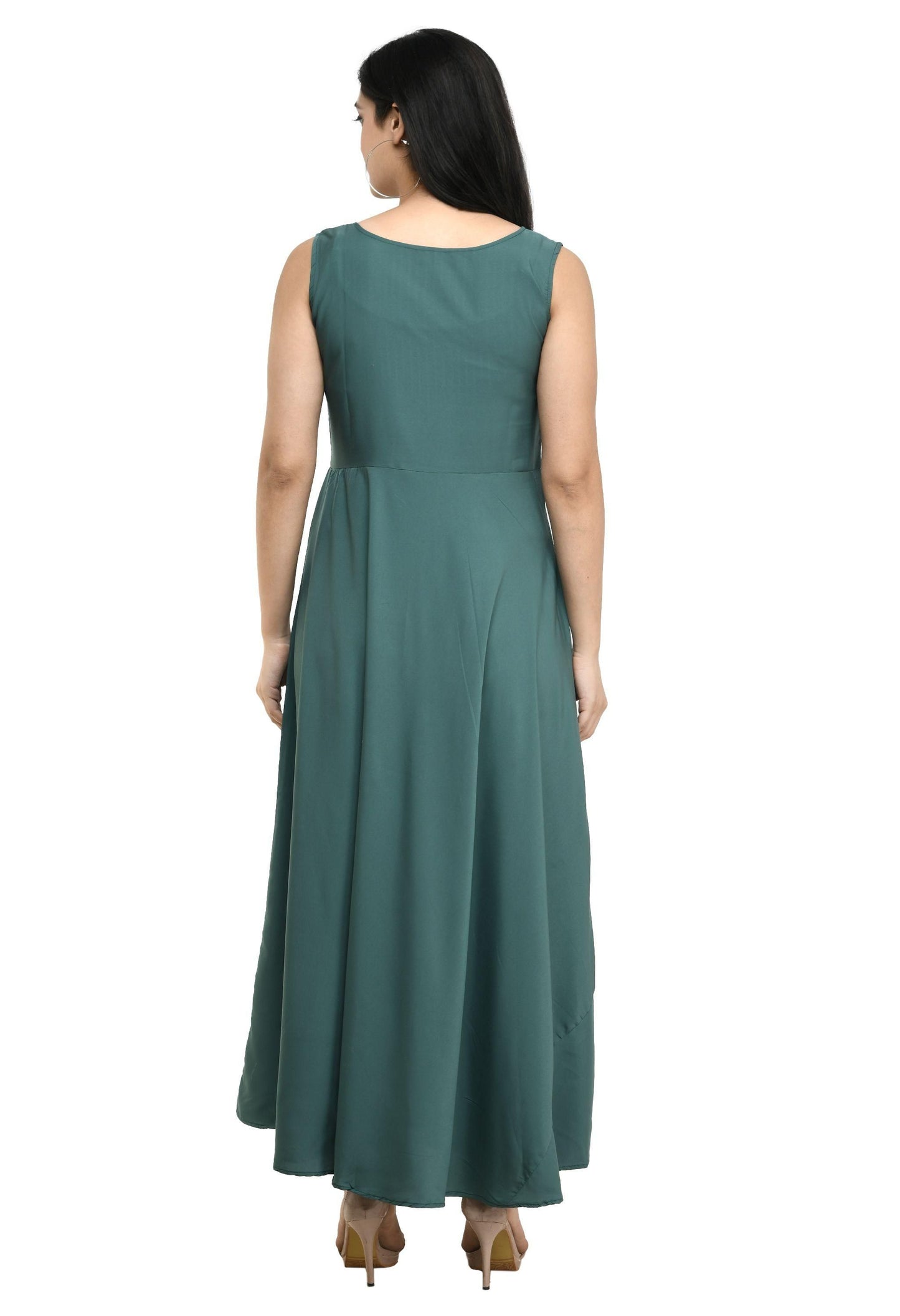 Women's Polyester Solid Maxi Dress - PURE