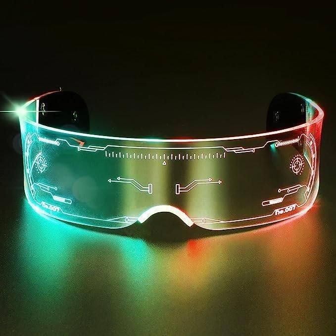 Led Glasses Light Up Glasses Led Visor Glasses 7 colors and 5 modes, Luminous Glasses for Halloween Cosplay Party Bar - PURE