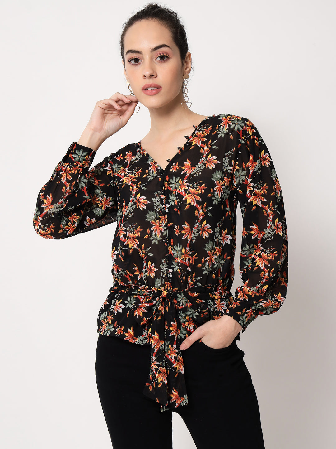 Trend Arrest Women's Floral Printed Top - PURE