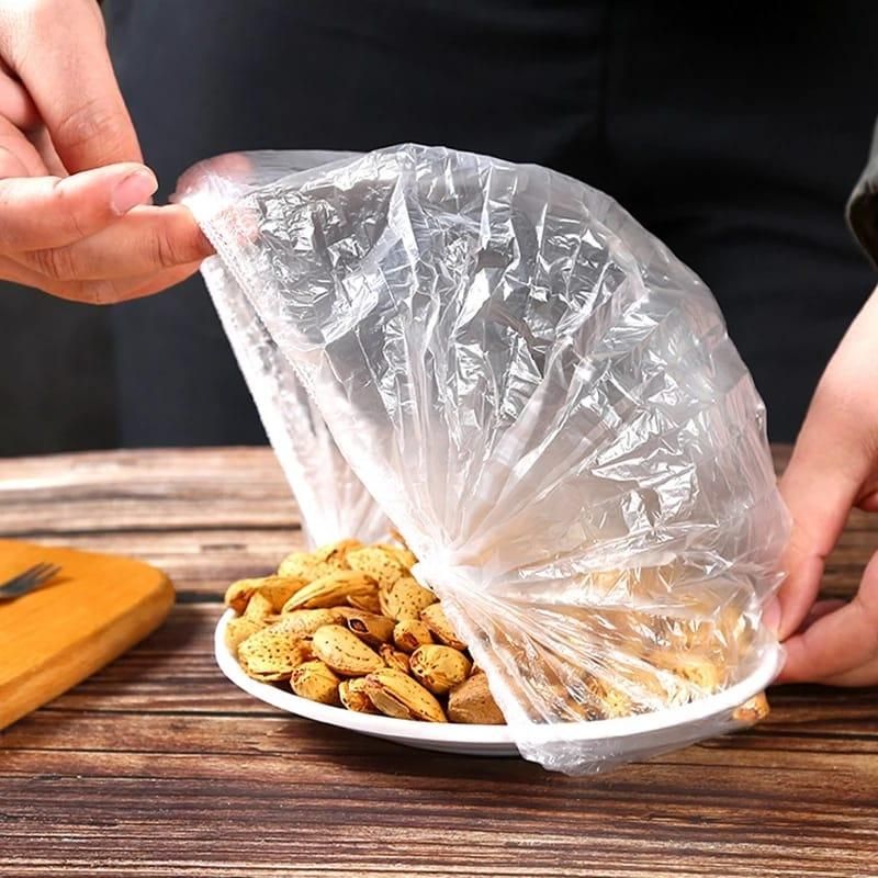 Food Covering Bag-Elastic Stretch Adjustable Bowl Lids Universa Plastic Bags Food Cover( 100 Pcs) - PURE