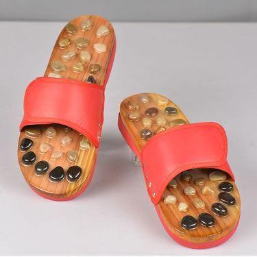 Acupressure Natural Stone Slippers (Red) - PURE