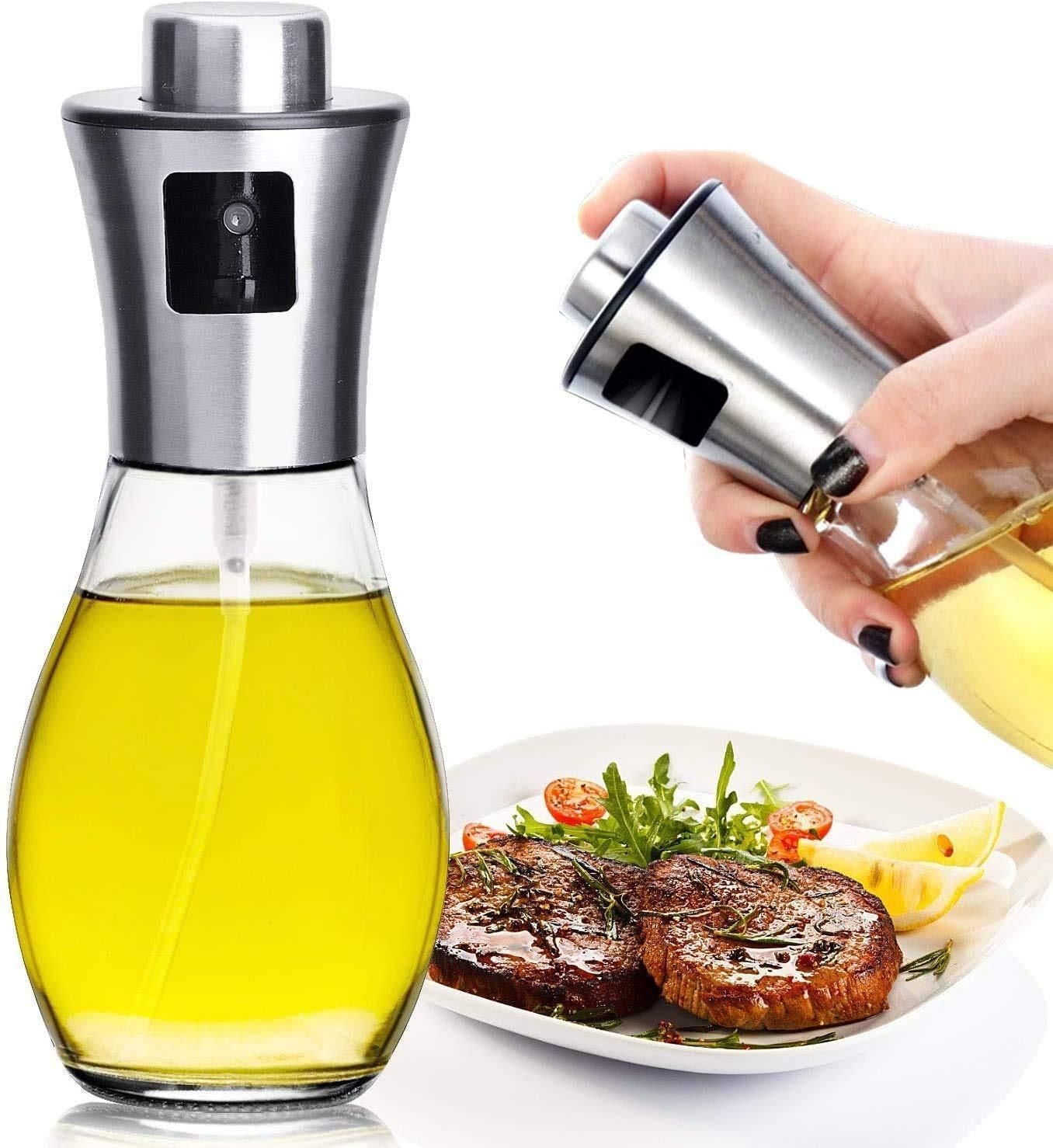 Oil Sprayer for Cooking, Refillable Stainless Steel Oil Dispenser - PURE