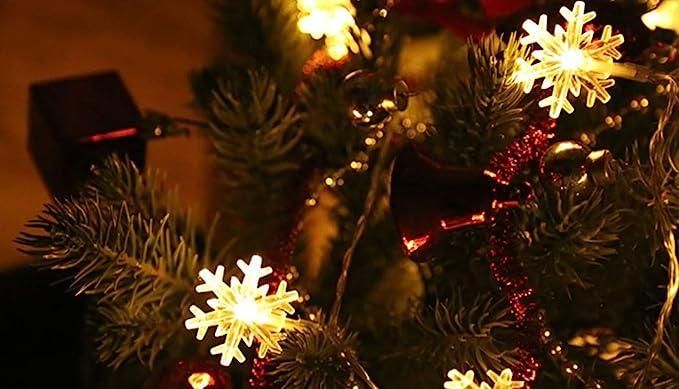 Christmas Snowflake Light Battery Powered Waterproof 14 LED 3M Garden Fairy Lights for Christmas Festival Home Party Decorations - PURE