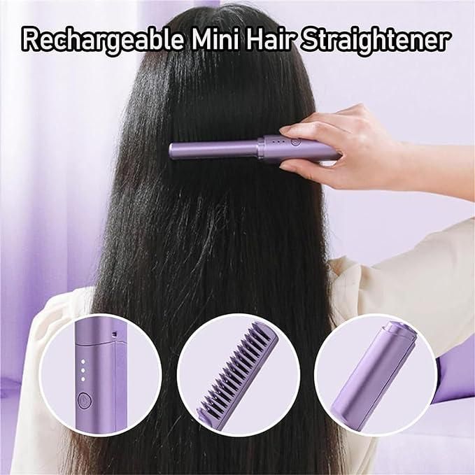 2 in 1 Anti-Scald Hair Straightener Brush and Curler Portable - PURE