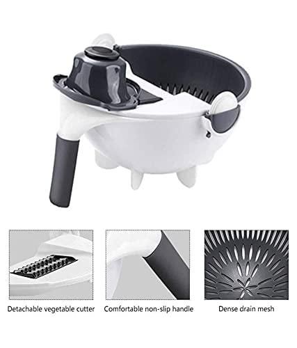 9 in 1 Multifunction Plastic Magic Rotate Vegetable Cutter - PURE