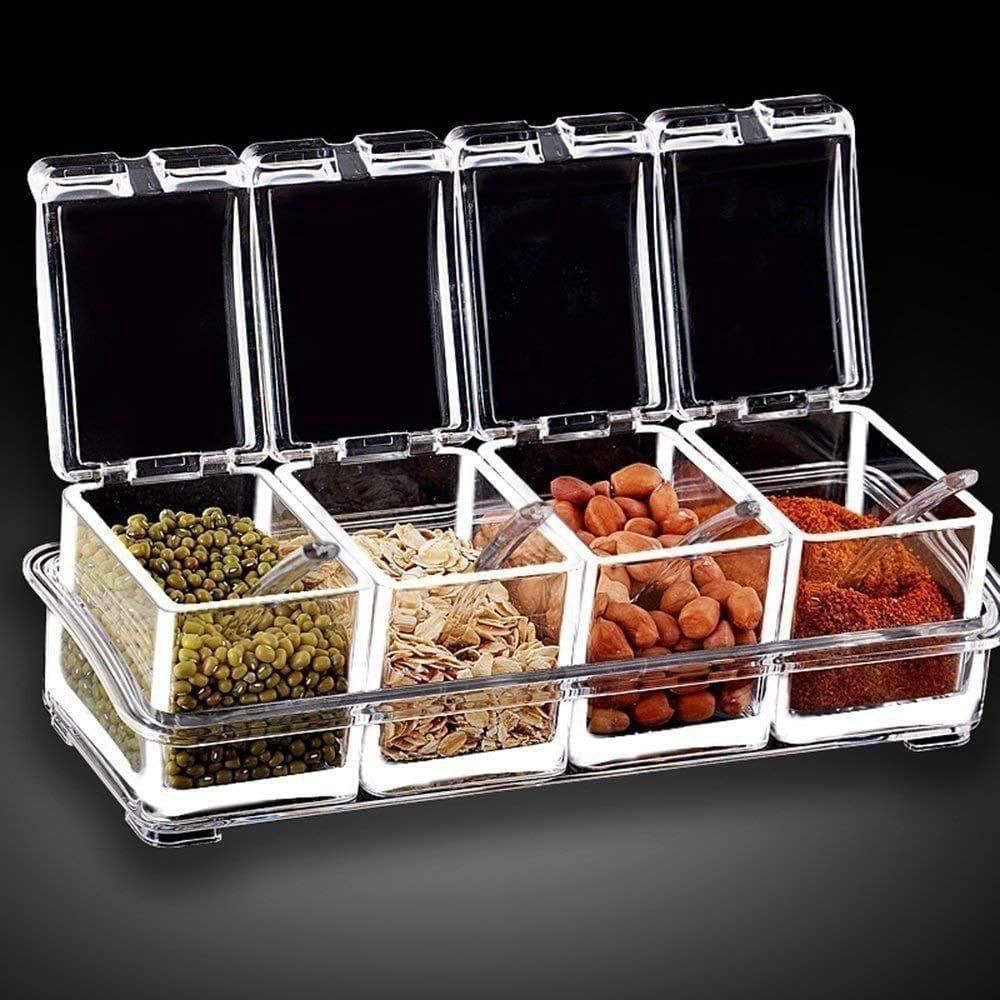 4 Piece Spice, Masala Storage Organizer Rack Holder - PURE