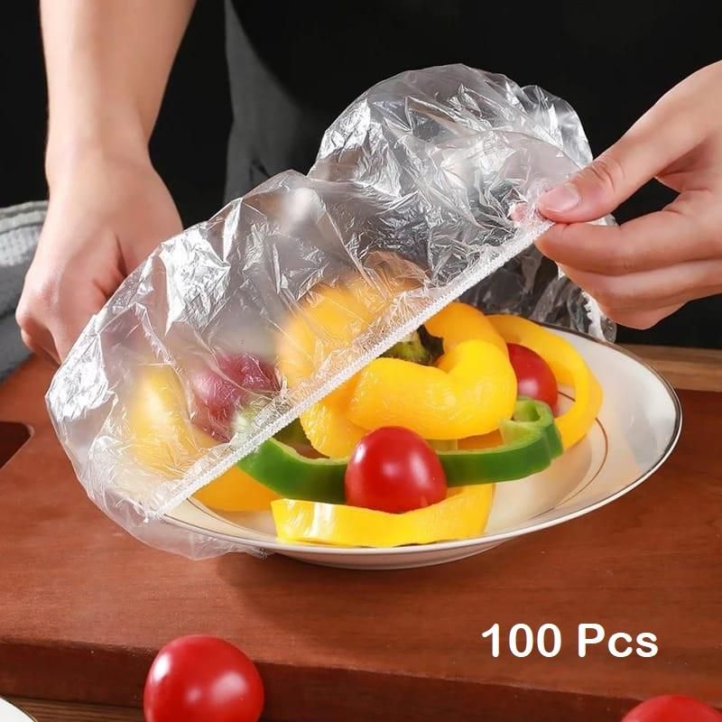 Food Covering Bag-Elastic Stretch Adjustable Bowl Lids Universa Plastic Bags Food Cover( 100 Pcs) - PURE