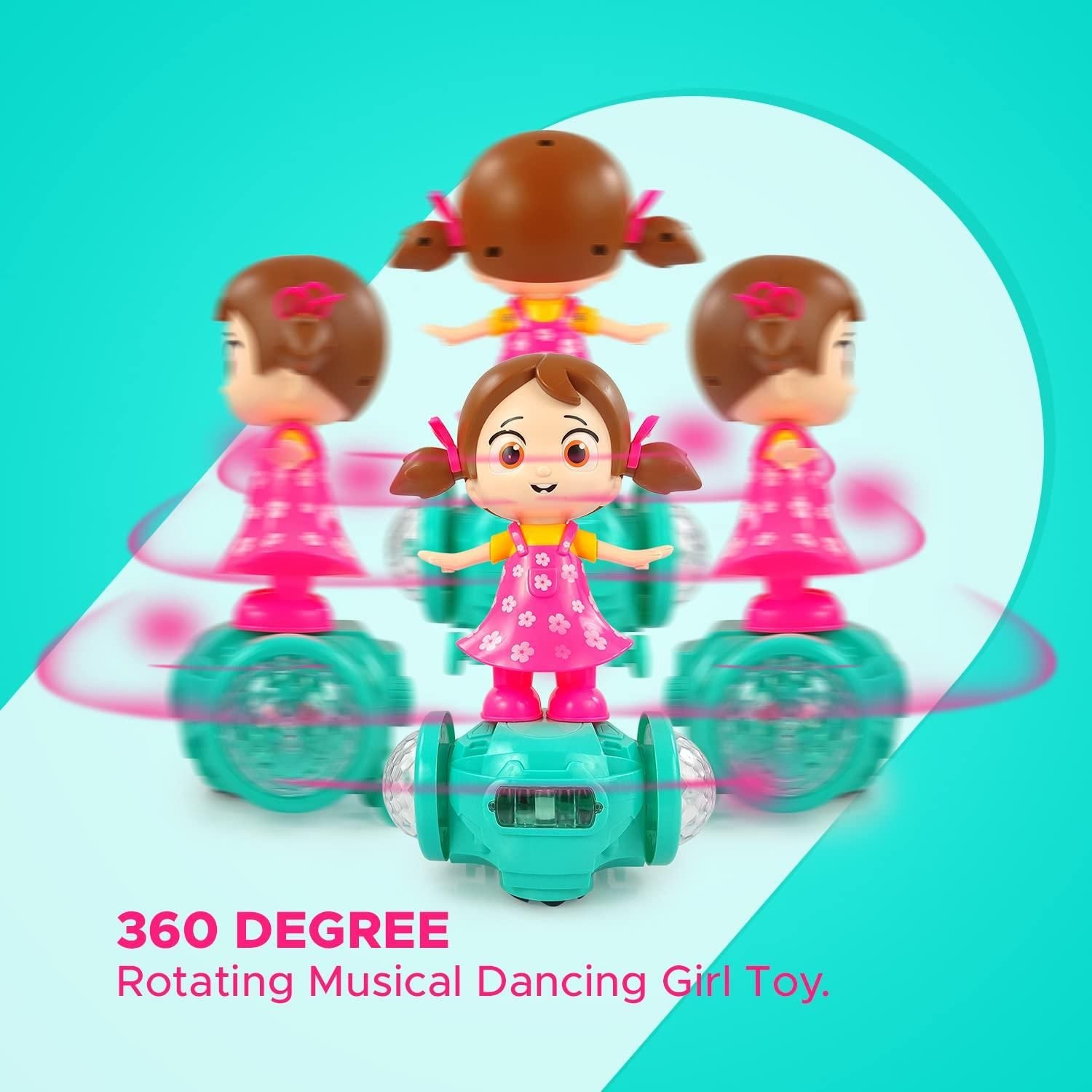 360 Degree Rotating Musical Dancing Girl with 5D Light & Musical Sound Multicolor - PURE