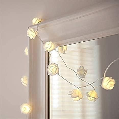 Rose Flower Led Serial String Lights - |10 Feet 14 Led Rose Lights for Home Decoration Indoor Outdoor(Warm White Plug-in) - PURE