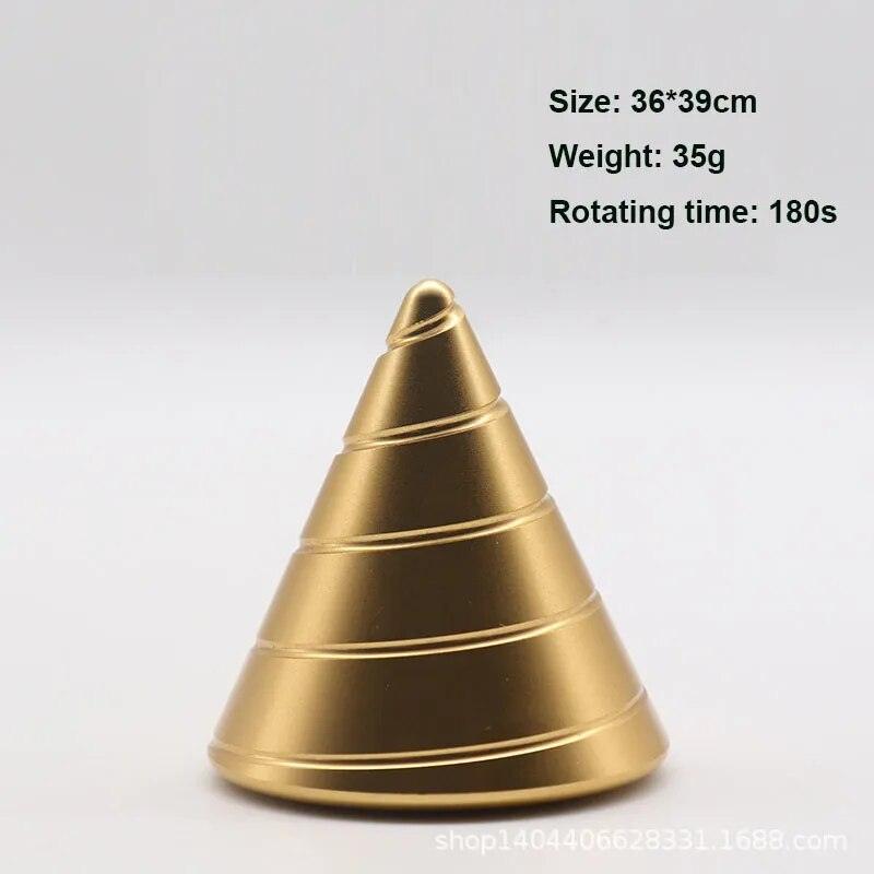 Metal Desktop Stress Relief Cone Gyroscope Office Desk Fidget Toys Optical Illusion Flowing Finger Toys Table Fidget Toys - PURE