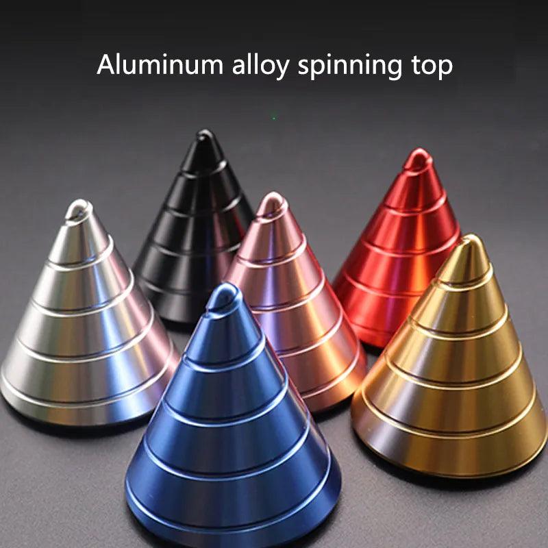 Metal Desktop Stress Relief Cone Gyroscope Office Desk Fidget Toys Optical Illusion Flowing Finger Toys Table Fidget Toys - PURE