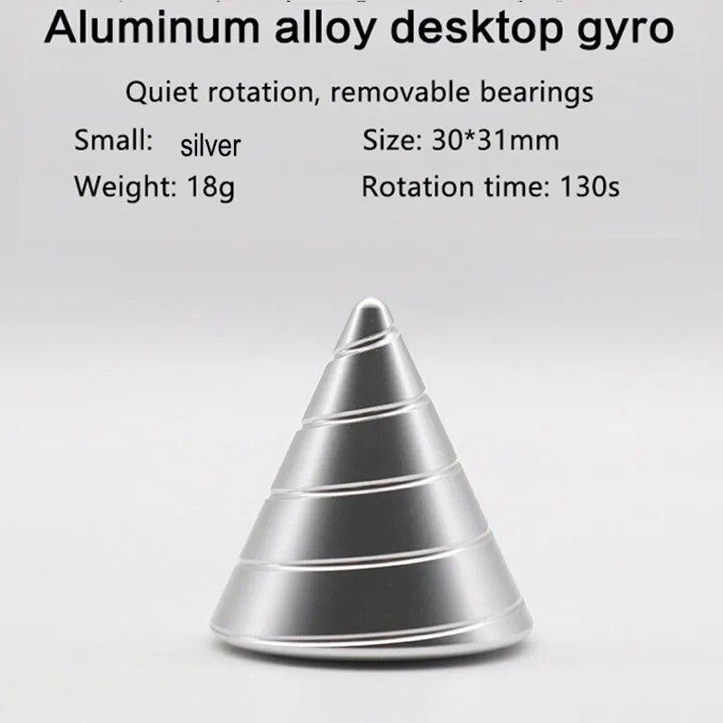 Metal Desktop Stress Relief Cone Gyroscope Office Desk Fidget Toys Optical Illusion Flowing Finger Toys Table Fidget Toys - PURE